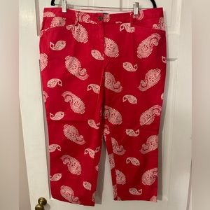 Lands End Cropped Cotton Paisley Pants